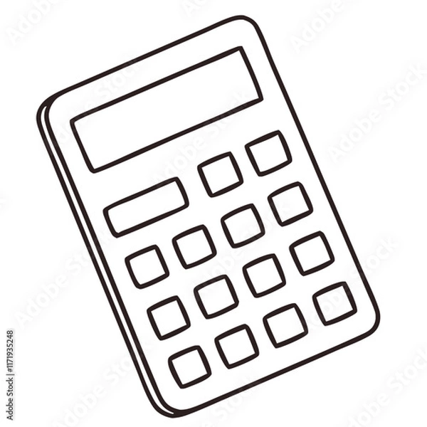 Obraz Flat Outline Design Calculator Illustration