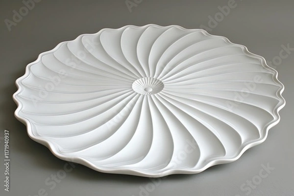 Obraz Elegant white serving plate minimalist design home decor studio setting close-up view contemporary aesthetic