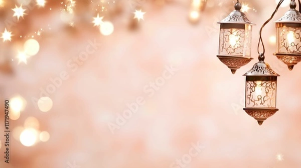 Obraz Decorative lanterns glowing against a soft background.