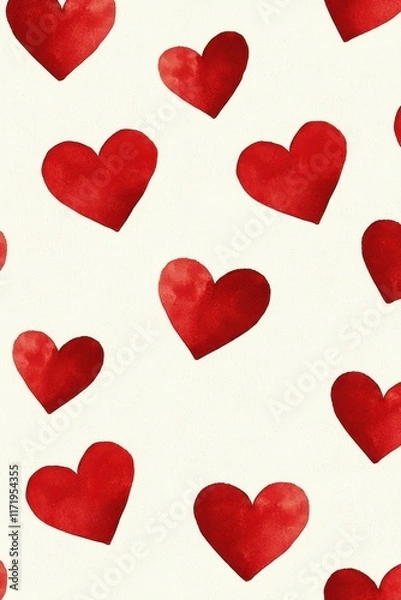 Fototapeta A vibrant cluster of red hearts radiates affection against a pure white backdrop, evoking warmth and love for Valentineâ€™s Day.