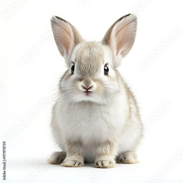 Obraz Cute bunny rabbit studio shot, white background, pet animal, Easter.