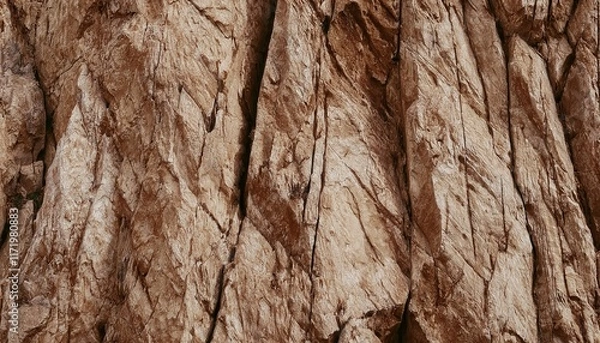 Obraz Stunning Close-Up of Textured Brown Rock Surface with Natural Cracks, Patterns, and Layers for Geology, Design, or Nature Concepts