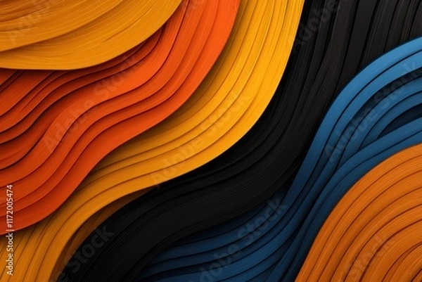 Fototapeta A striking and vibrant neon color lines seamless pattern on a sleek black background, creating a modern and eye catching design that is perfect for a variety of printed or digital applications.
