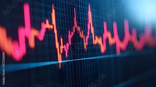 Fototapeta Vibrant Abstract Visualization of Data Trends and Fluctuations in Digital Format with Various Color Schemes