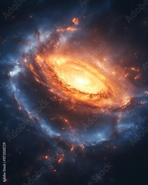 Obraz Fiery cosmic swirl in deep space.