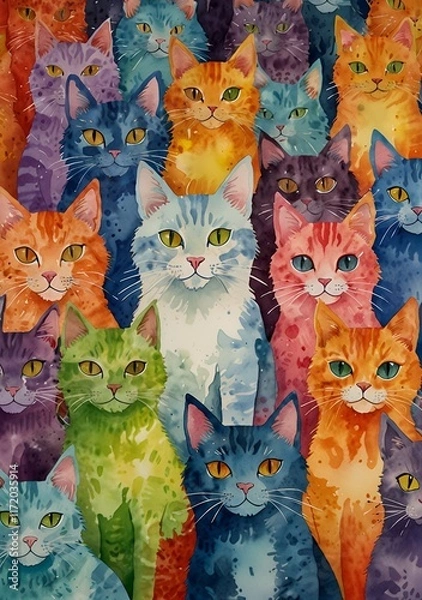 Fototapeta set of cartoon cats