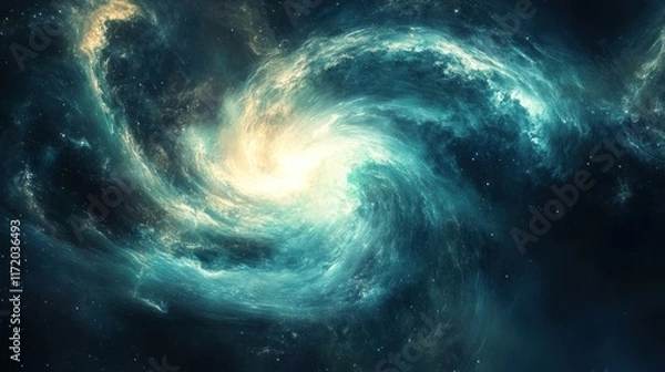 Fototapeta A swirling galaxy with vibrant colors and cosmic elements, representing the universe's beauty.