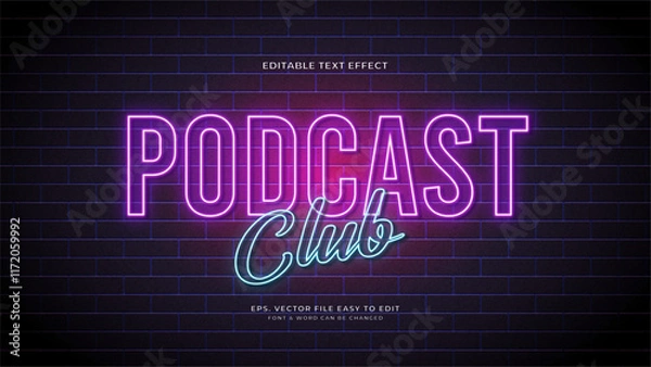 Fototapeta Neon text effect, editable text style