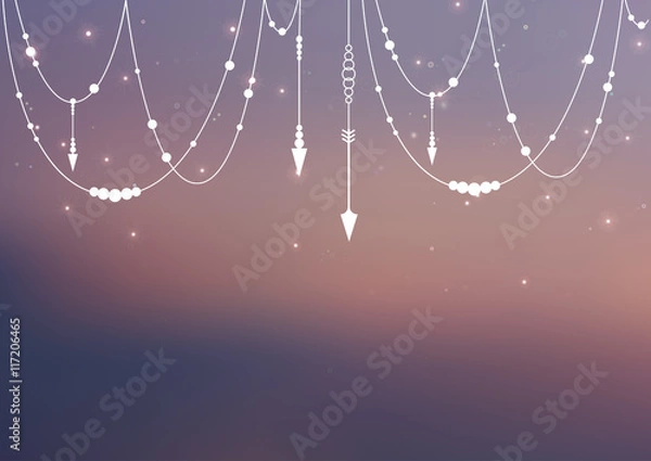 Obraz Vector blurred background with boho elements and magic shine. Web banner and background.