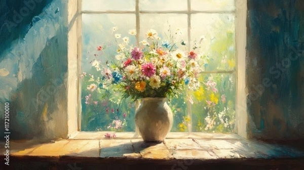 Obraz Sunlit Bouquet: A Summer's Day Impressionist Painting