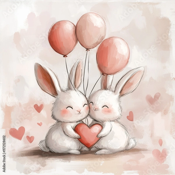 Obraz bunnies in love