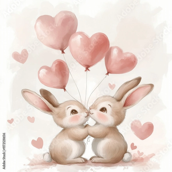 Obraz rabbit with heart Valentine's Day