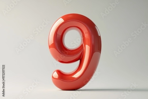 Fototapeta a bold red number 9 in 3D	