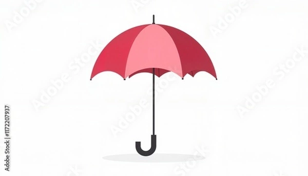 Fototapeta Illustration of a Red and Pink Retro Styled Umbrella Isolated on a White Background for Projects