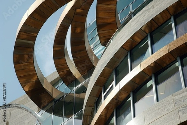 Fototapeta High Quality Picture of Architectural Details of Welsh Assembly Building, Cardiff Bay, U