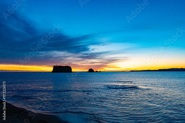 Obraz 和歌山県　串本からの朝日の風景(2024年12月)