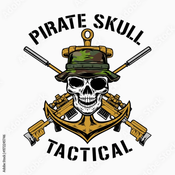 Obraz Tactical Logo Stock, Pirate Skull Tactical Logo Vector