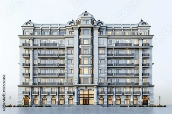 Obraz High Detail Picture of Isolated 3D Model of a Modern Hotel Building