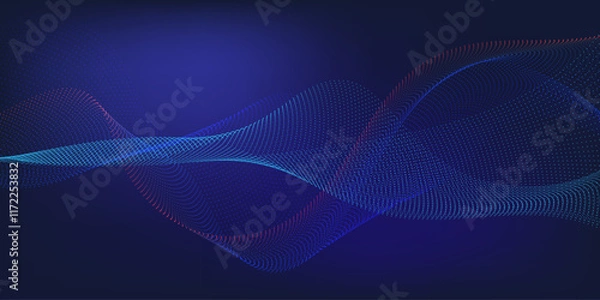 Fototapeta Abstract flowing wave lines particles background. Design elements for technology, science, and modern concept