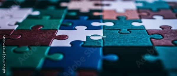 Obraz Abstract Close up of Interlocking Colorful Jigsaw Puzzle Pieces