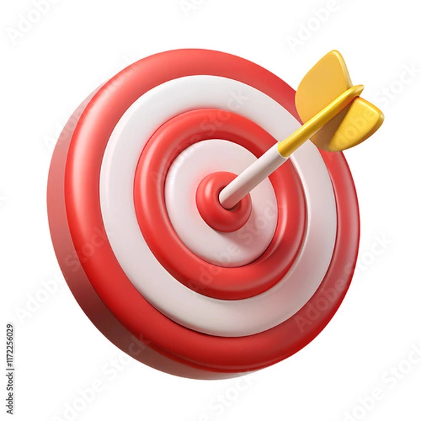 Obraz bullseye 3d icon. red bullseye. Target aim concept 3d icon..  Marketing goal success, target achievement concept. archery board 3d icon png