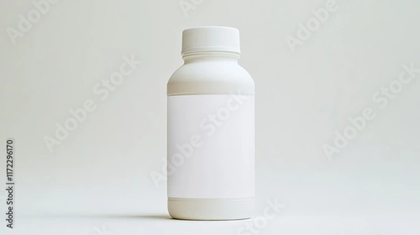 Fototapeta A plain white bottle with no label, suggesting potential for various contents or uses.