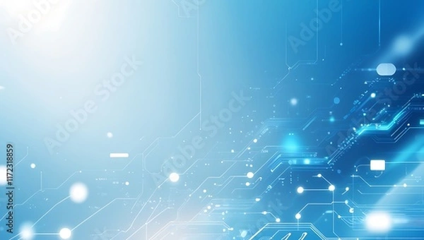 Fototapeta abstract blue technology background , Futuristic Abstract Blue Technology Background with Digital Data Elements, Modern Blue Tech Background with Digital Grid and Light Effects