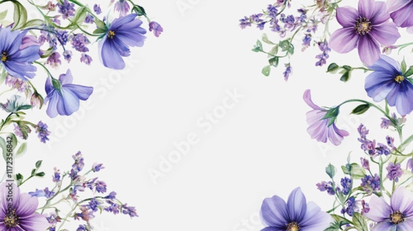 Fototapeta Elegant wedding invitation card background vector. Minimal hand painted watercolor botanical flowers texture template background. Design for wedding, vip cover, poster, rsvp moderncard.Valentine's Day