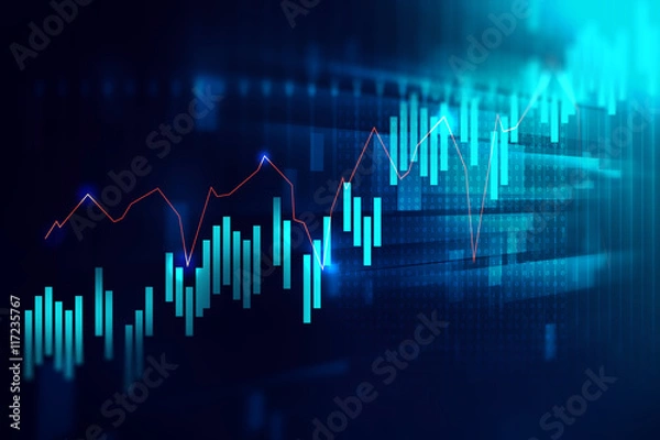Fototapeta technical financial graph on technology abstract background