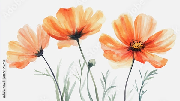 Obraz Elegant wedding invitation card background vector. Minimal hand painted watercolor botanical flowers texture template background. Design for wedding, vip cover, poster, rsvp moderncard.Valentine's Day