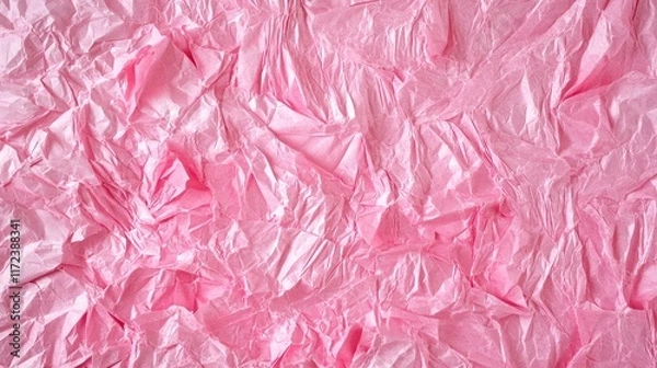 Fototapeta Textured pink crumpled recycled paper background for creative design and eco-friendly themes