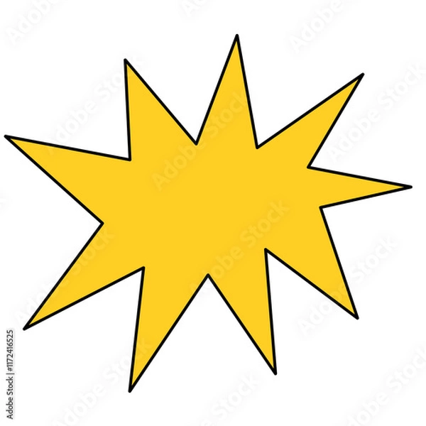 Fototapeta Starburst in cartoon style yellow speech bubble badge transparent background