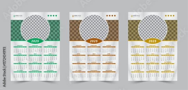 Obraz 2025 wall calendar template, One page wall calendar design for 2025, Corporate design planner template, minimalist style vector design