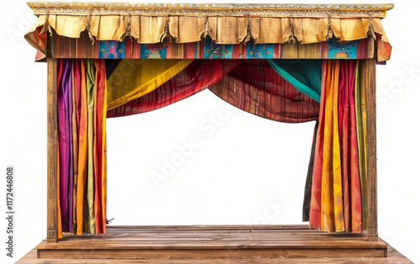 Obraz Rustic Wooden Theater Set on white background.PNG