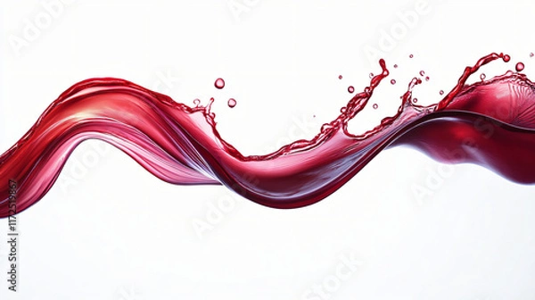 Fototapeta A dynamic red liquid splash on a white background, perfect for wine marketing, elegant events, or festive occasions like Valentine's Day and holiday promotions.