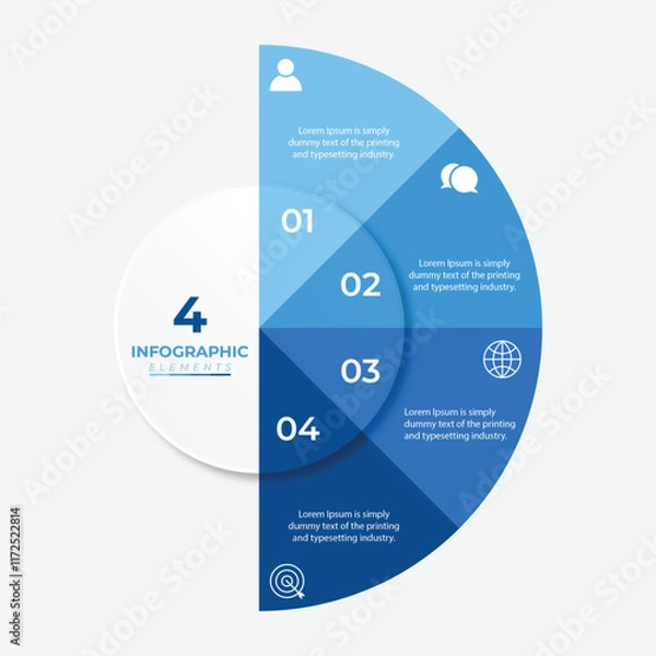 Fototapeta Circle chart infographic template with 4 options for presentations