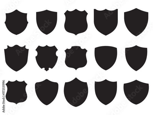 Fototapeta Vintage silhouette  shield vector icon set on white background 