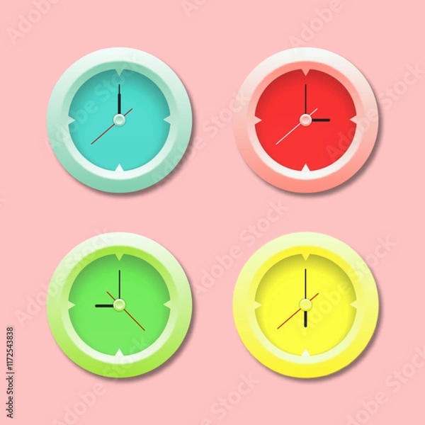 Obraz 3d Colorfull Clock Set