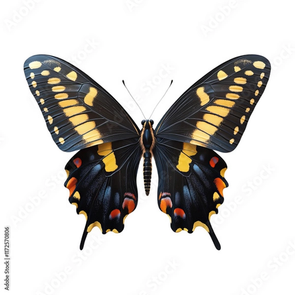 Fototapeta Exquisite Butterfly: A beautifully detailed shot of a butterfly showcasing a pattern on wings, colors that captures attention.