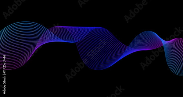 Obraz flowing wave lines abstract background. black background. backgrounds