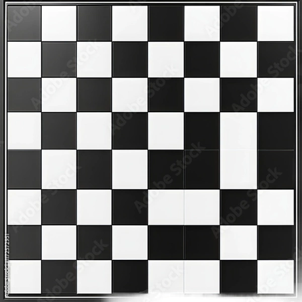 Fototapeta Chessboard Graphic: A modern perspective of a chessboard design, the alternating black and white squares suggesting a strategic game of logic, challenge, and intricate tactics. 