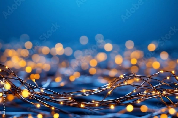Fototapeta Twinkling lights create a dreamy, festive atmosphere.
