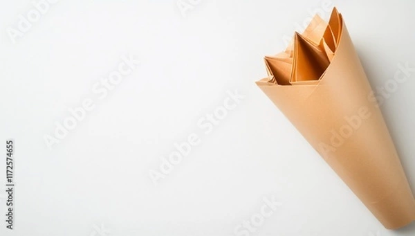 Fototapeta A paper cone with folded shapes, suggesting creativity or crafts.