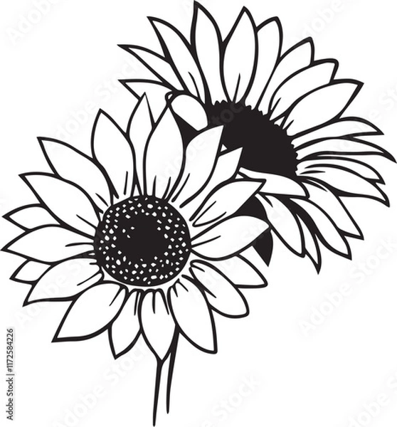 Obraz Black and white line art of flower