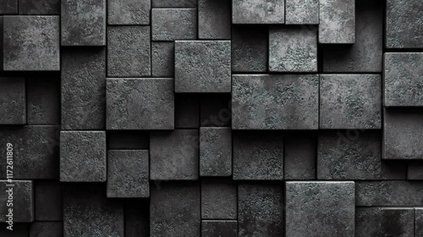 Fototapeta Textured 3D Blocks of Various Shapes and Sizes Interlocking Together