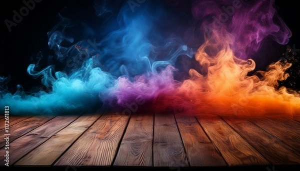 Fototapeta Explosive Colors: Smoke Illuminates the Shadows