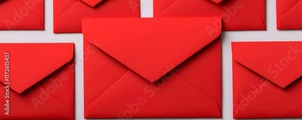 Fototapeta Red Envelopes Arranged on a Light Background
