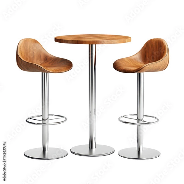 Obraz Modern Bar Set with Round Table and Tall Stools