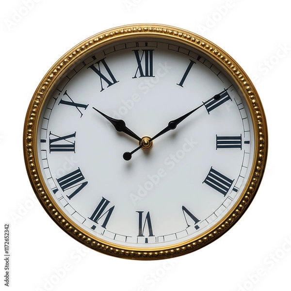Obraz Minimalist clock design, sleek white backdrop, contemporary aesthetic, timeless elegance, perfect for modern interiors
