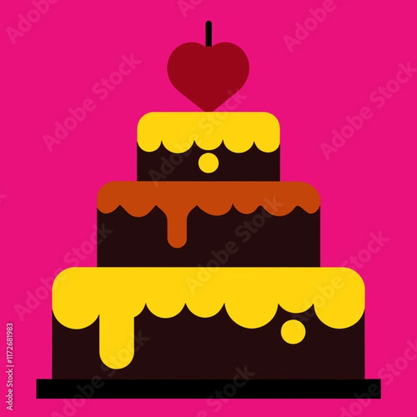 Fototapeta chocolate cake with cherry